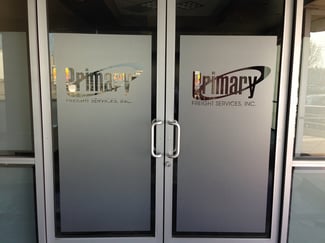 Frosted vinyl window graphics for privacy